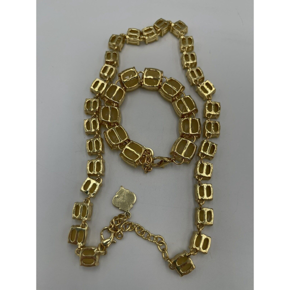 Fornash VTG Tennis Necklace & Bracelet Set Yellow Opalescent Stones Prom Glamour - Picture 8 of 10